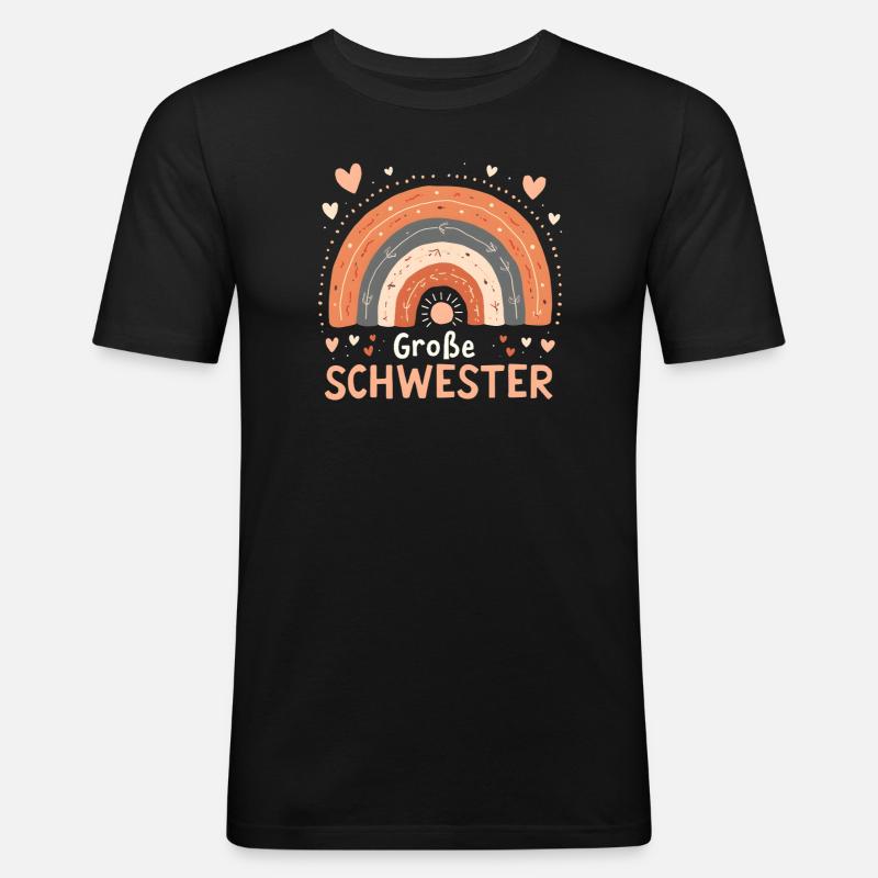 Große Schwester Regenbogen Boho - Männer Slim Fit T-Shirt - Schwarz