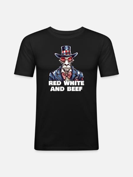 Red White And Moo - Men's Slim Fit T-Shirt - black