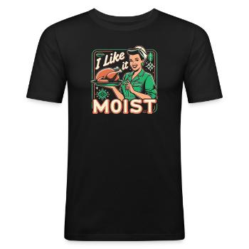 I Like It Moist Thanksgiving Costume Turkey Day - Men's Slim Fit T-Shirt - black - Front - Nik (191cm)