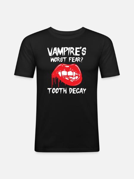 Dental Vampire Joke Dentist - Men's Slim Fit T-Shirt - black