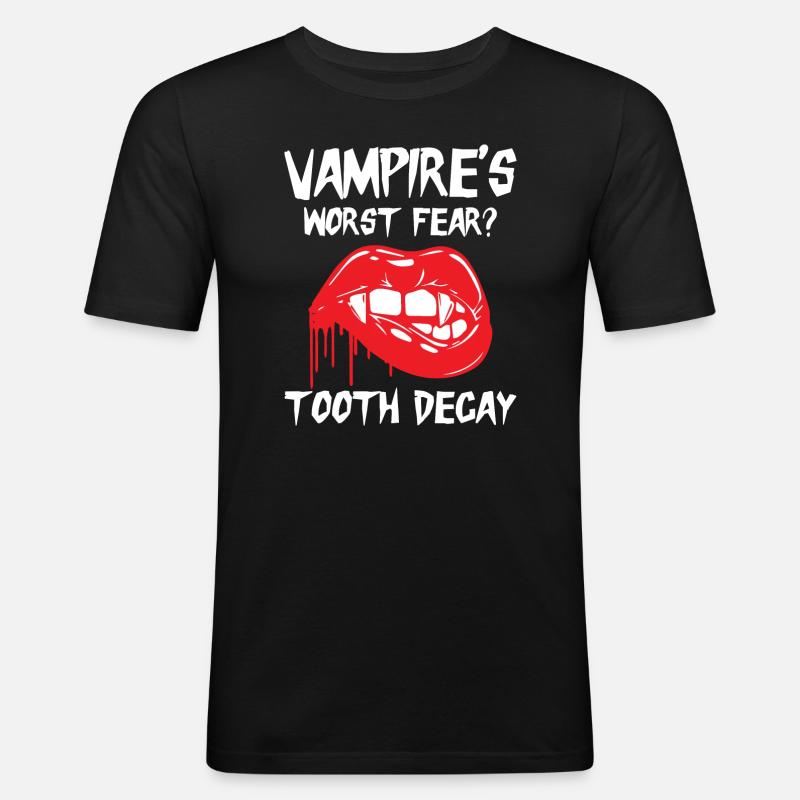 Dental Vampire Joke Dentist - Männer Slim Fit T-Shirt - Schwarz