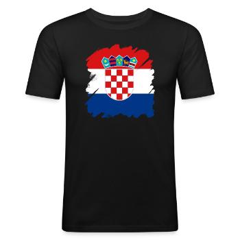 Kroatien Flagge Adria Zagreb Kroatische Fahne - Männer Slim Fit T-Shirt - Schwarz - Vorne - Nik (191cm)