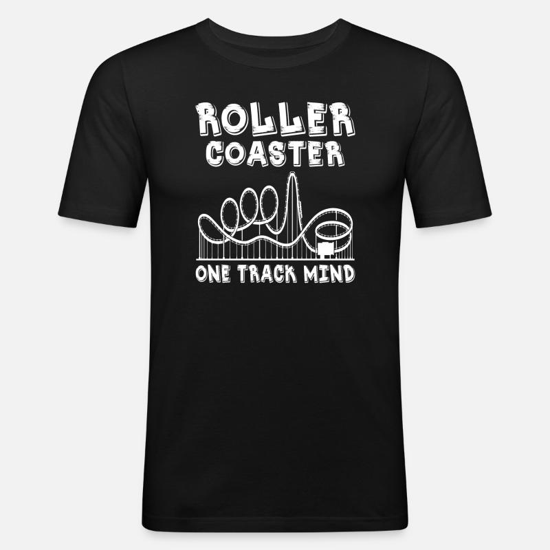 Roller Coaster One Track Mind - Männer Slim Fit T-Shirt - Schwarz