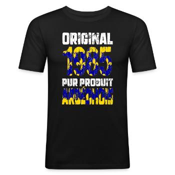 Anniversaire 40 ans - Original - 1985 - Ardéchois - T-shirt près du corps Homme - noir - Devant - Nik (191cm)