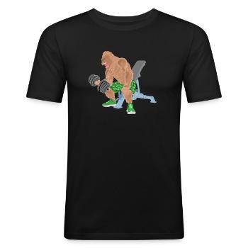 Monkey, Gorilla, Bodybuilder Monkey, Comic, Fitness - Men's Slim Fit T-Shirt - black - Front - Nik (191cm)