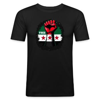 Free Syria Freies Syrien Hand Frauen - Männer Slim Fit T-Shirt - Schwarz - Vorne - Nik (191cm)