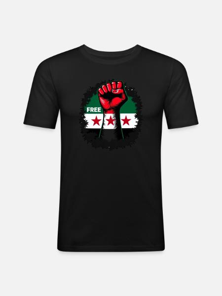 Free Syria Free Syria Hand Women - Men's Slim Fit T-Shirt - black