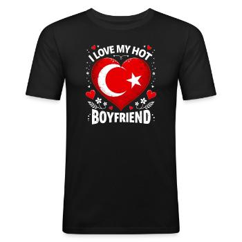 Hot Turkish Boyfriend - Liebe - Männer Slim Fit T-Shirt - Schwarz - Vorne - Nik (191cm)