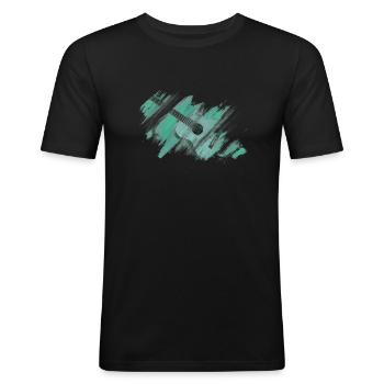 akustik gitarre - Männer Slim Fit T-Shirt - Schwarz - Vorne - Nik (191cm)