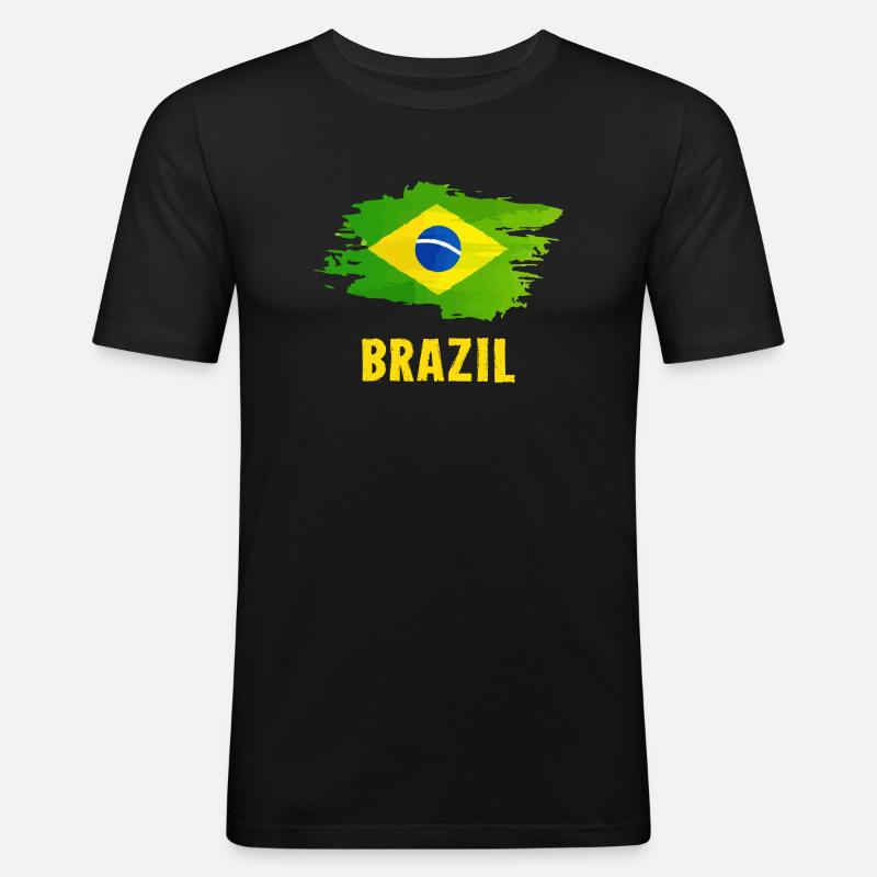 brazil - Männer Slim Fit T-Shirt - Schwarz