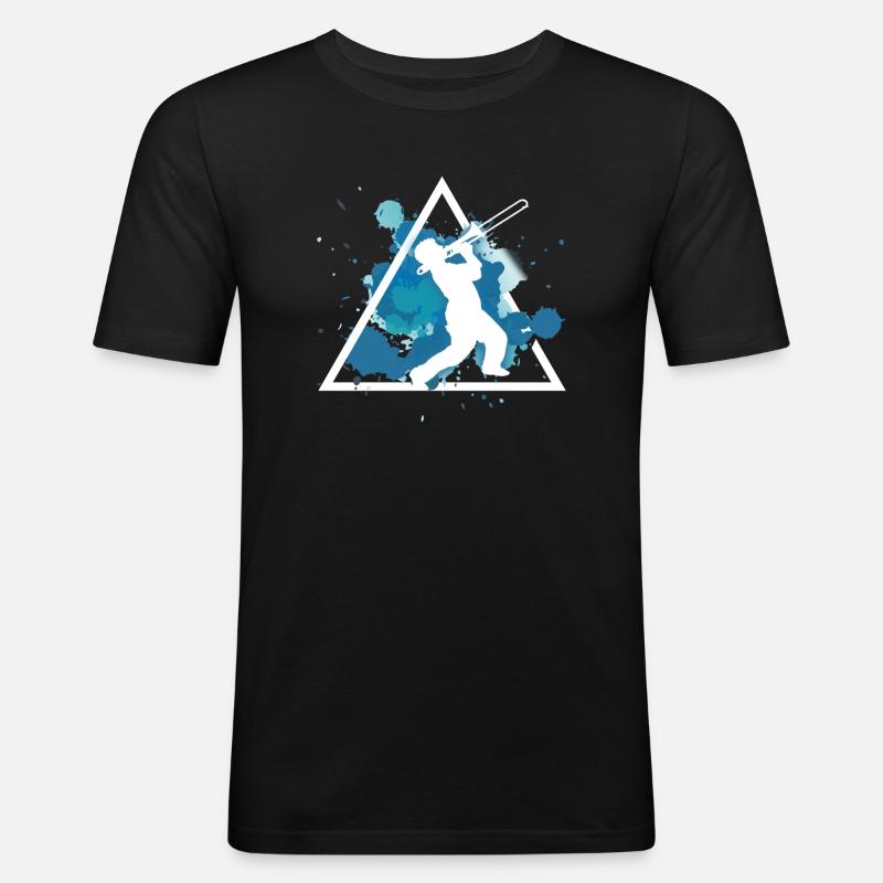 posaune - Männer Slim Fit T-Shirt - Schwarz