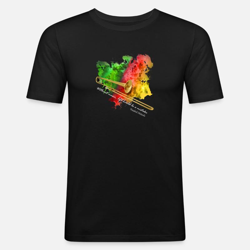 posaune - Männer Slim Fit T-Shirt - Schwarz