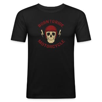 motorrad - Männer Slim Fit T-Shirt - Schwarz - Vorne - Nik (191cm)