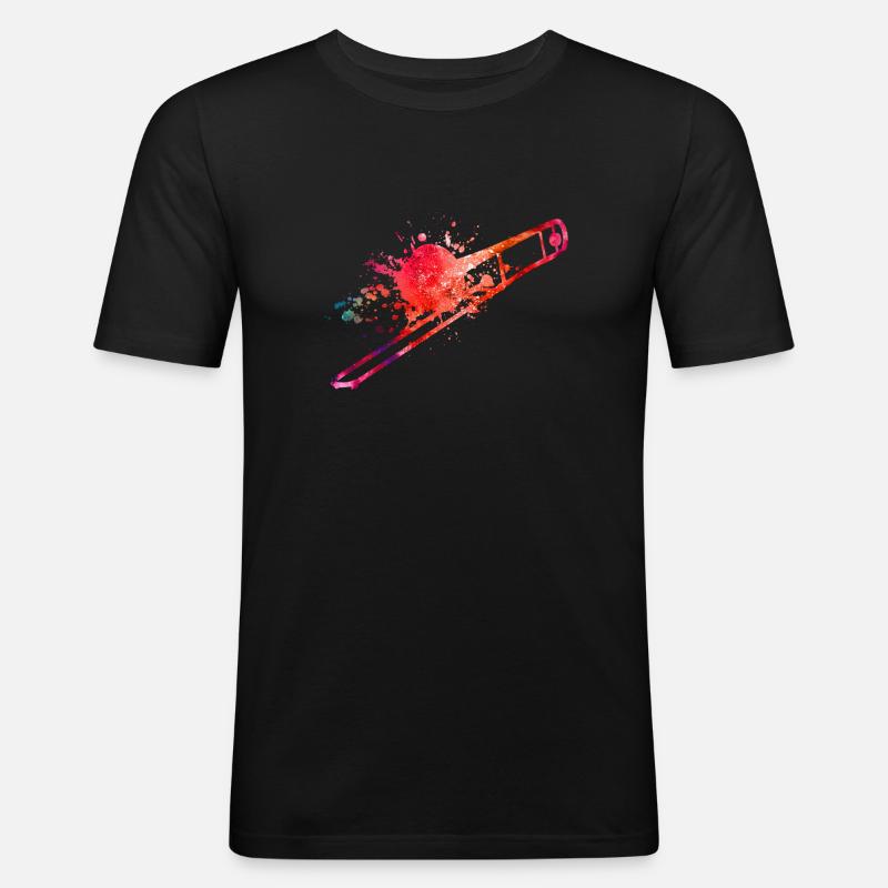 Posaune - Männer Slim Fit T-Shirt - Schwarz