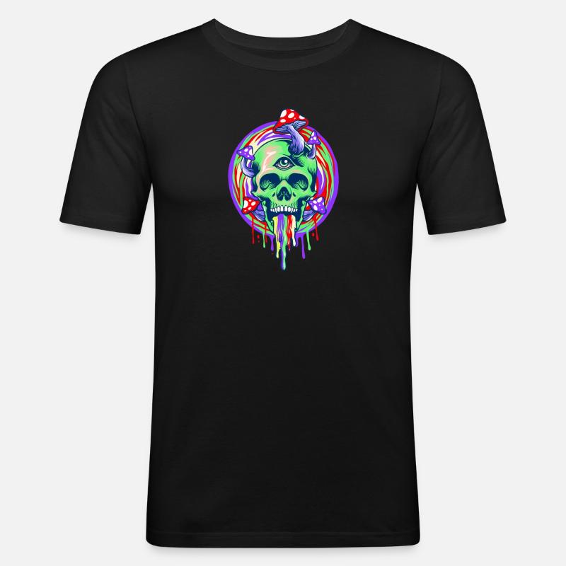 Magic Mushroom - Männer Slim Fit T-Shirt - Schwarz