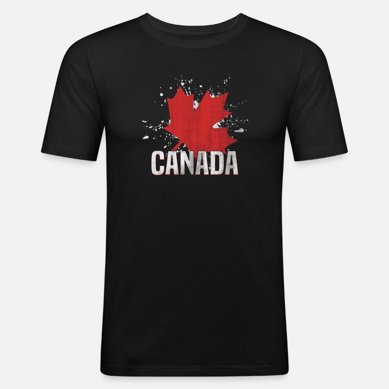 Kanada - Männer Slim Fit T-Shirt - Schwarz