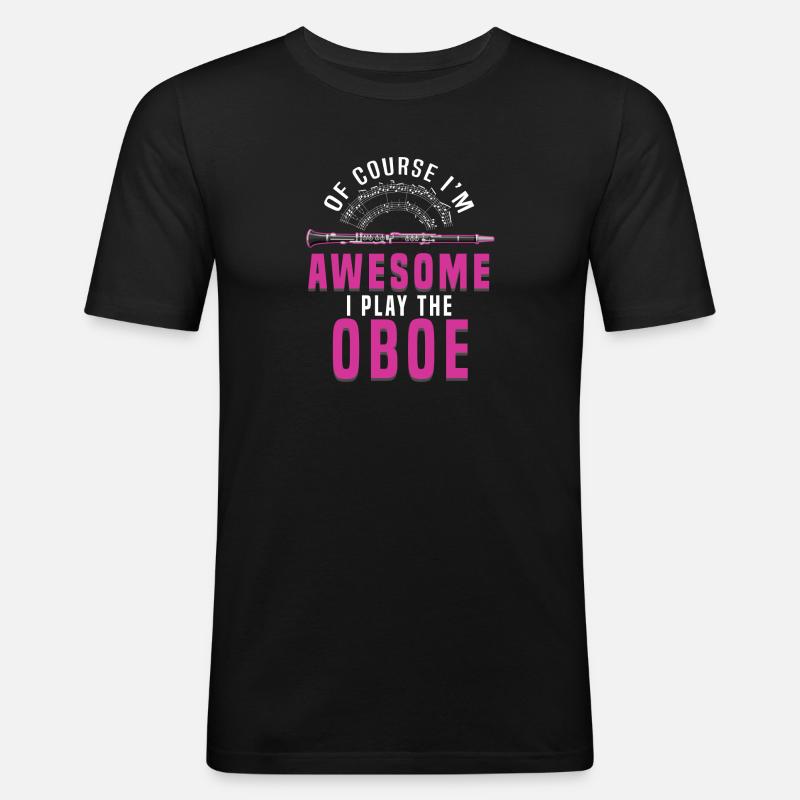 Oboe - Männer Slim Fit T-Shirt - Schwarz
