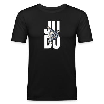 JUDO - Men's Slim Fit T-Shirt - black - Front - Nik (191cm)