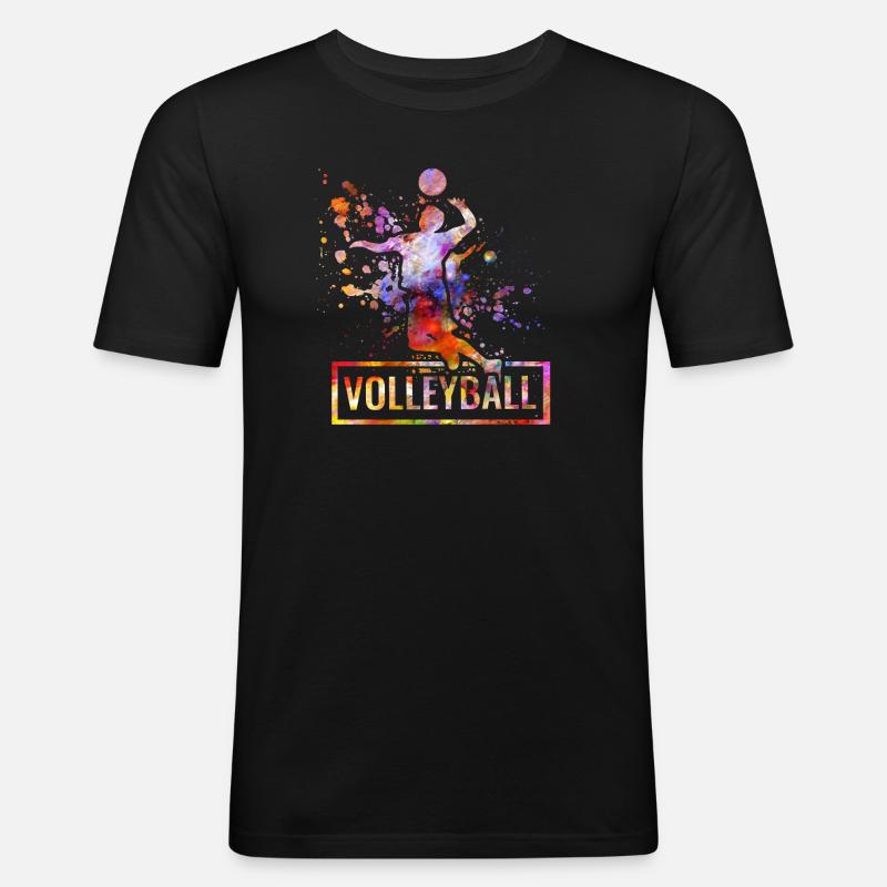 Volleyball - Männer Slim Fit T-Shirt - Schwarz