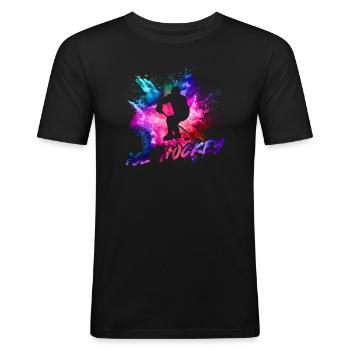 Eishockey - Männer Slim Fit T-Shirt - Schwarz - Vorne - Nik (191cm)