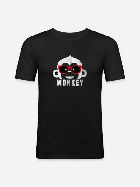 Singe - T-shirt près du corps Homme - noir