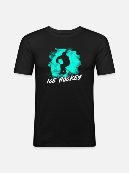 Eishockey - Männer Slim Fit T-Shirt - Schwarz