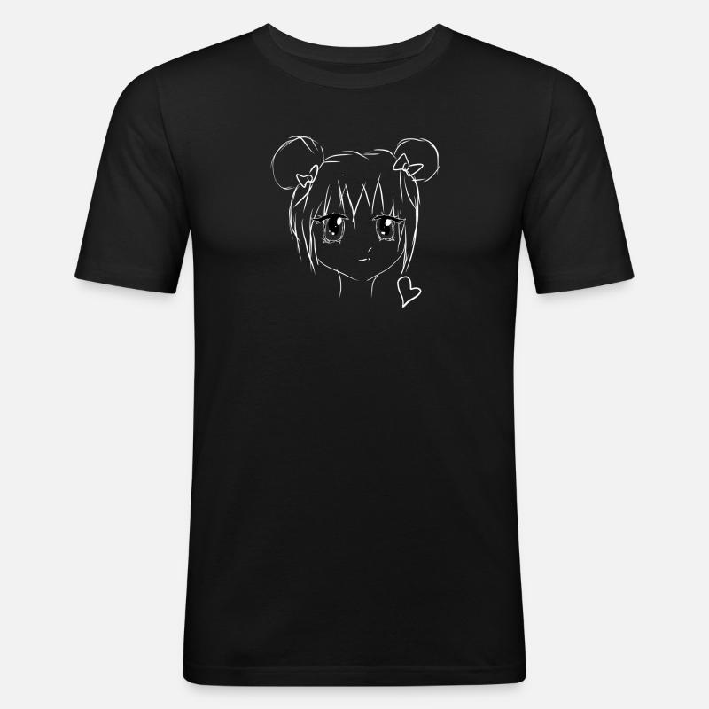 Manga Anime Mädchen - Männer Slim Fit T-Shirt - Schwarz