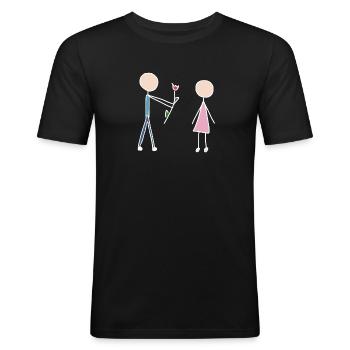 liebespaar verliebt - Männer Slim Fit T-Shirt - Schwarz - Vorne - Nik (191cm)