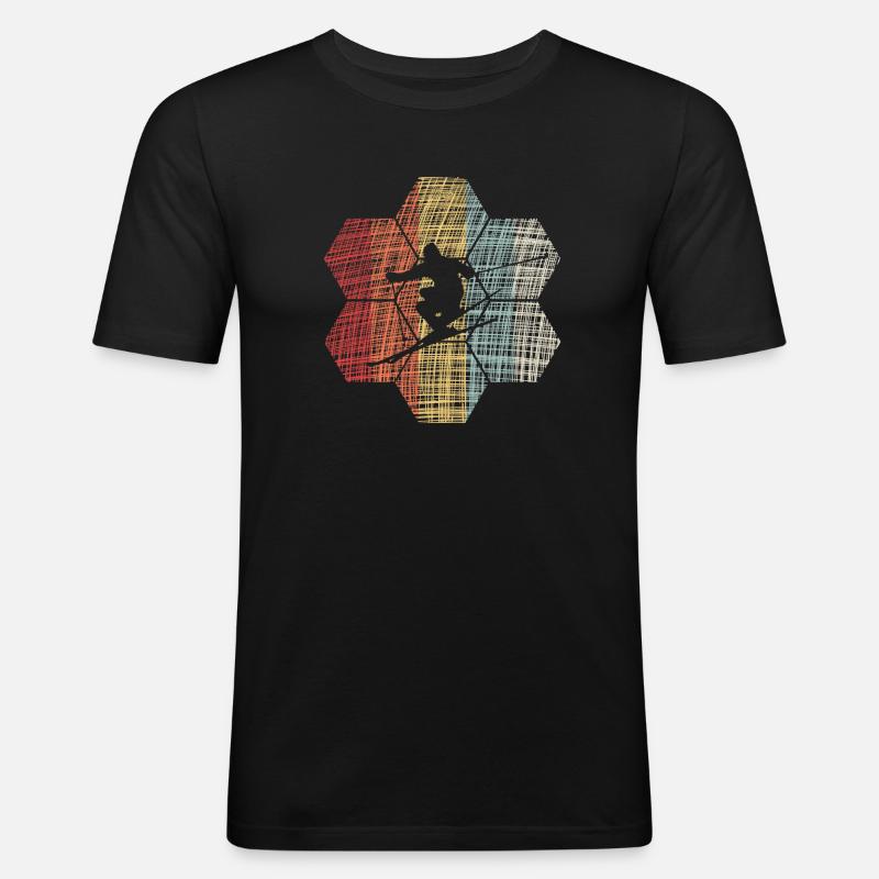 skiing - Männer Slim Fit T-Shirt - Schwarz