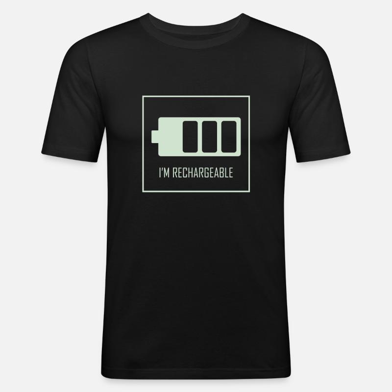 Ich bin aufladbar - Männer Slim Fit T-Shirt - Schwarz