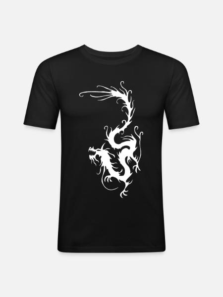 Dragon de fumée blanche - T-shirt près du corps Homme - noir