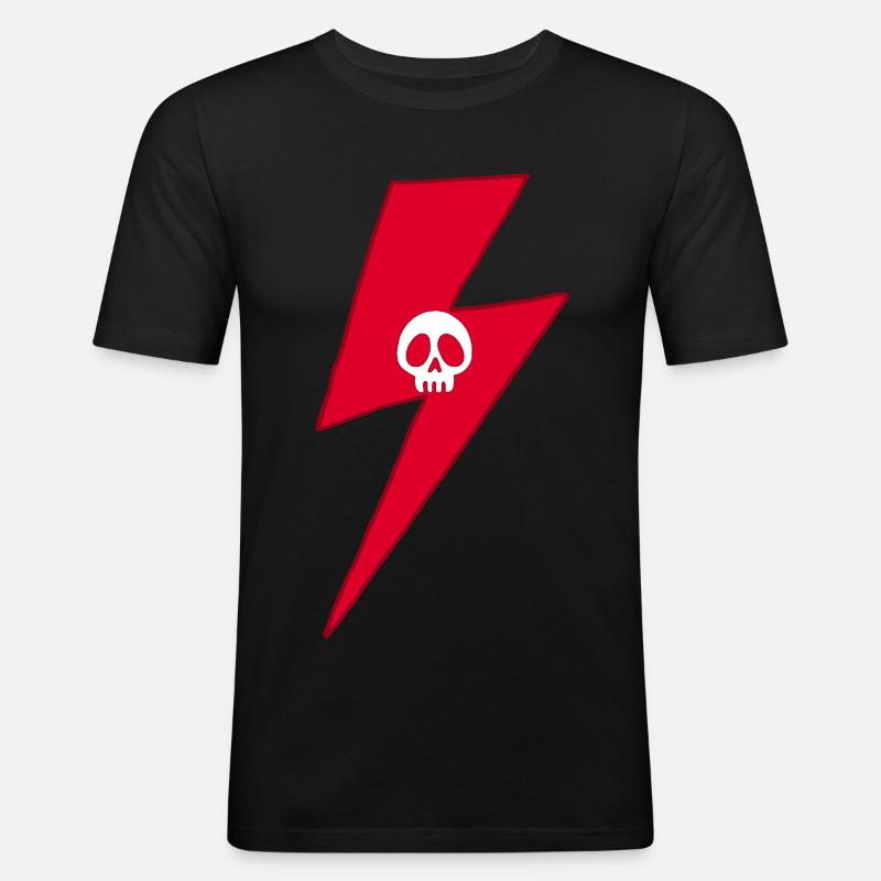 Red Skull Blitz - Männer Slim Fit T-Shirt - Schwarz
