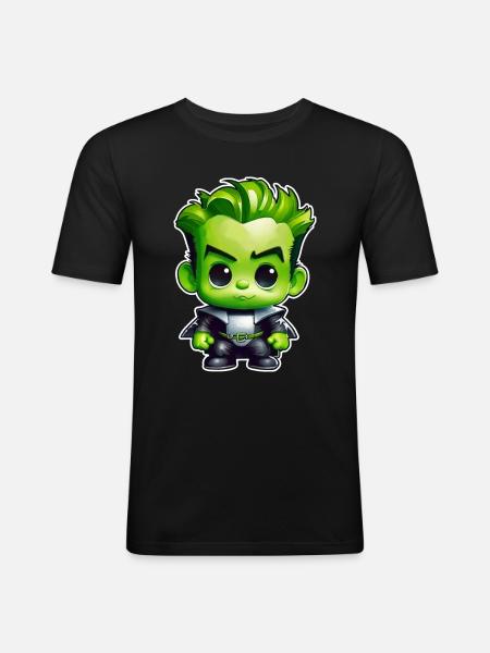 Cute green monster - Men's Slim Fit T-Shirt - black