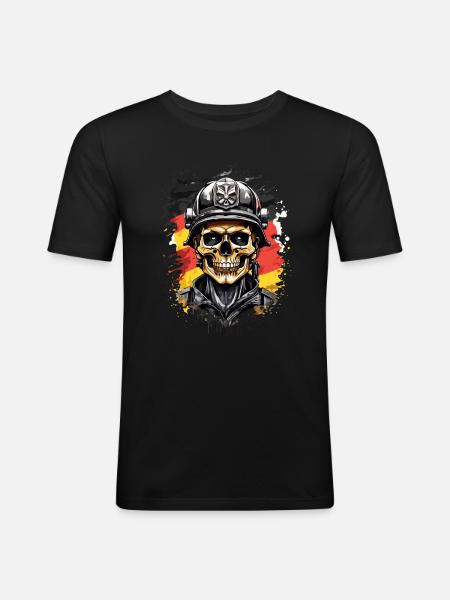 German Firefighter Heroes Skulls - Men's Slim Fit T-Shirt - black