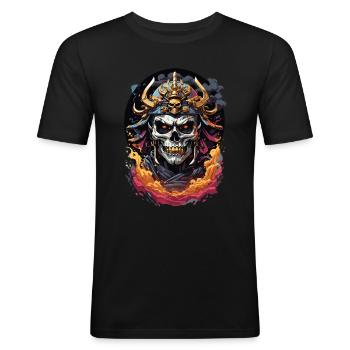 Japanese Samurai Skull - Men's Slim Fit T-Shirt - black - Front - Nik (191cm)