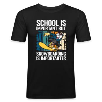 Snowboarder Hobby Snow Mountain - Men's Slim Fit T-Shirt - black - Front - Nik (191cm)