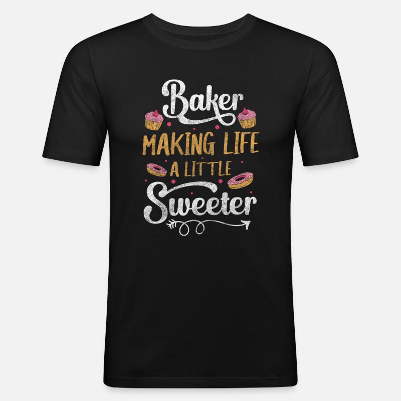 Bäcker Konditor Cupcake - Männer Slim Fit T-Shirt - Schwarz