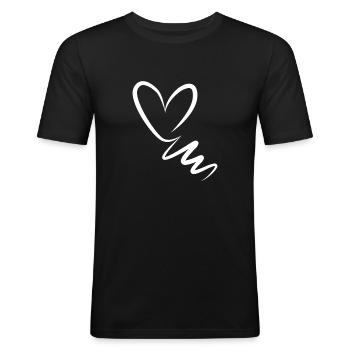 Heart in white - Men's Slim Fit T-Shirt - black - Front - Nik (191cm)