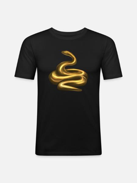 golden snake raised - Men's Slim Fit T-Shirt - black