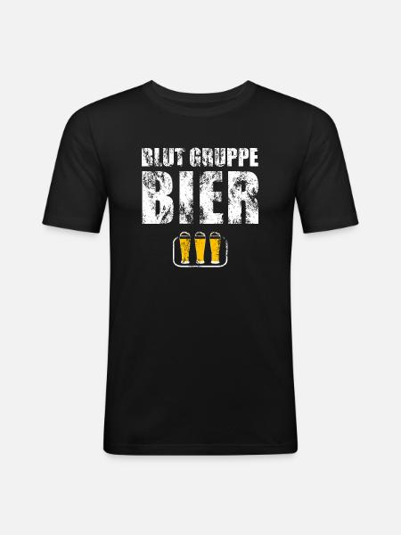 blutgruppe bier bierkrug - Männer Slim Fit T-Shirt - Schwarz
