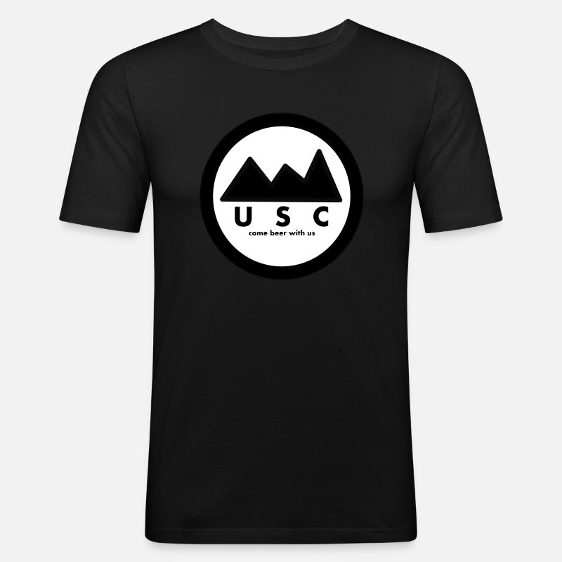 U.S.C Logo - Männer Slim Fit T-Shirt - Schwarz