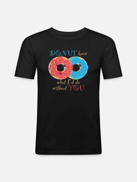 Valentinstag: verliebte Donuts - Männer Slim Fit T-Shirt - Schwarz