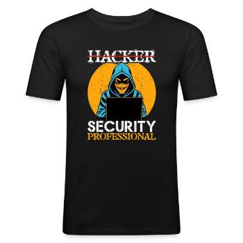 Professionnel de la sécurité Cyber Hacker - T-shirt près du corps Homme - noir - Devant - Nik (191cm)