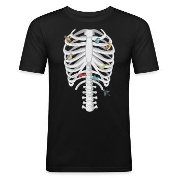 Rib cage A birds humor skeleton - Men's Slim Fit T-Shirt - black - Front - Nik (191cm)