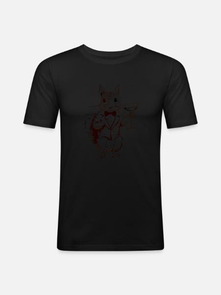 EICHHÖRNCHEN GRAPHIK - Männer Slim Fit T-Shirt - Schwarz