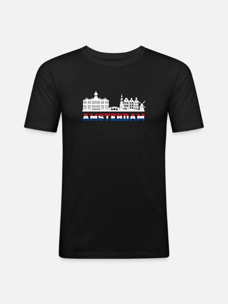 Amsterdam skyline Holland Netherlands vacation - Men's Slim Fit T-Shirt - black