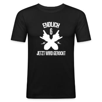 6.Geburtstag Geburtstagsshirt Rock Metal 6 Jahre - Männer Slim Fit T-Shirt - Schwarz - Vorne - Nik (191cm)