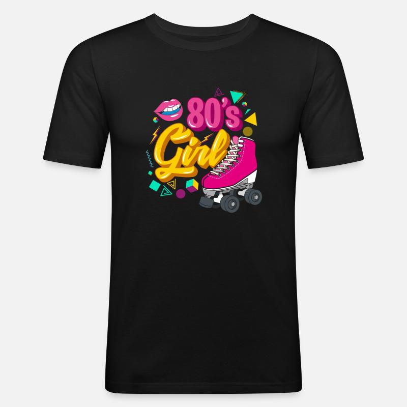 80-talls festdrakt forkledning 80-tallet - Slim Fit T-skjorte for menn - svart