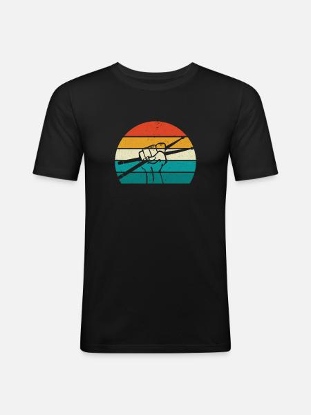 Retro Drumsticks Drums Drummer Gift - Men's Slim Fit T-Shirt - black