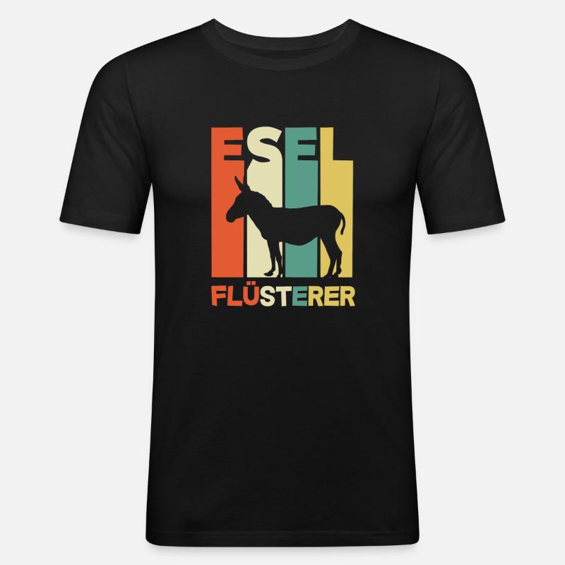 Esel Flüsterer Lustiges Esel Geschenk - Männer Slim Fit T-Shirt - Schwarz